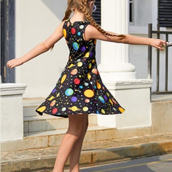 Vibrant Space and Mermaid Kids Dress Set - Picture 8 of 15